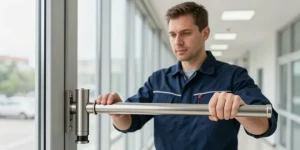 barre anti-panique avec serrure extérieure